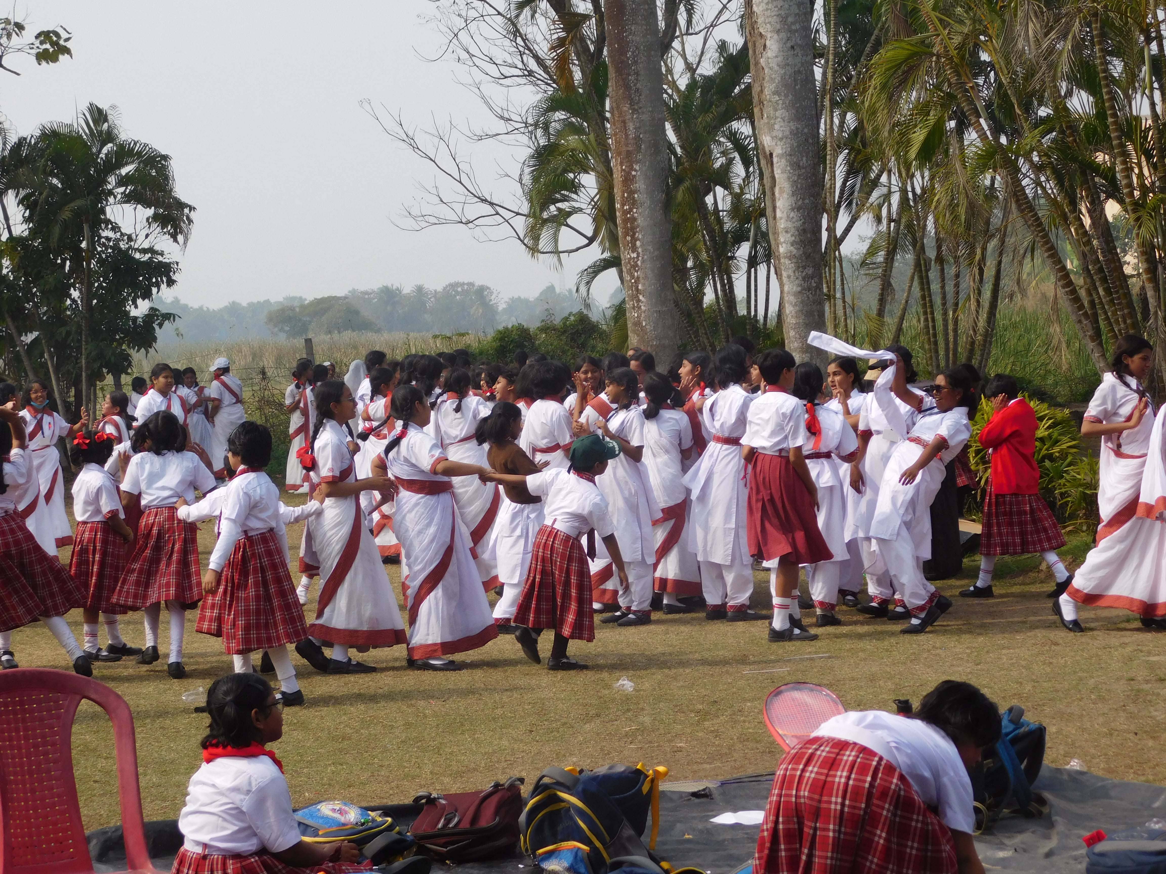 School students enjoying happy moments
